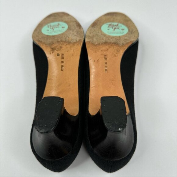 Salvatore Ferragamo Women’s Black Canvas Block Heel Designer Heels US 6.5 AA - Picture 11 of 16